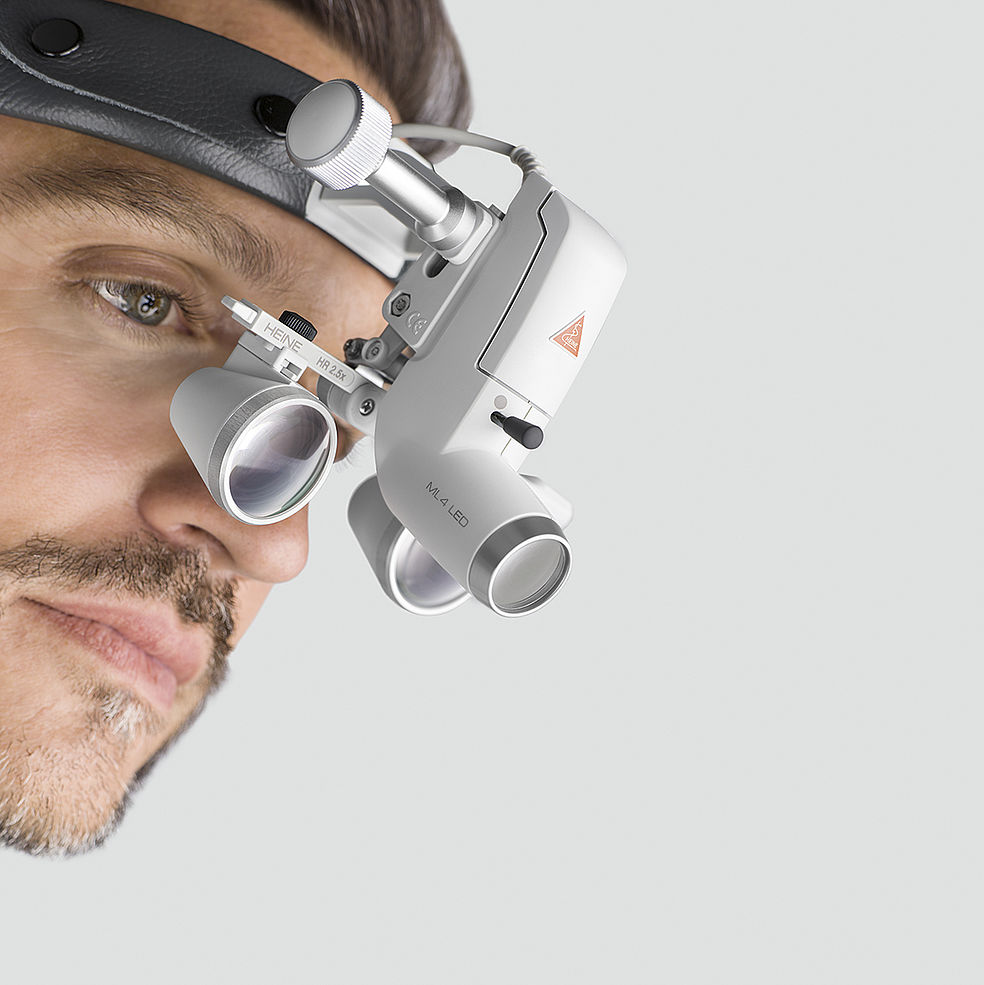 Налобный осветитель Heine ML 4 LED в комплекте с лупами
